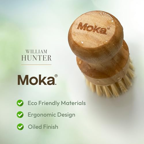 Moka Bamboo Dish Brush - Eco Friendly Scrub Brush with Natural Bristle - Premium Bamboo Dish Scrubber for Kitchen Cleaning, Dishes, Pots, and Pans - Sustainable and Durable (5 Pack) - Image 6