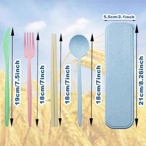 ELANE 4 Sets Reusable Travel Utensils Set with Case,Camping Cutlery Set Reusable Cutlery Set with Case,Utensil Sets for Lunch Picnic Daily Use Outdoor - Image 2