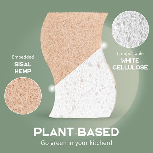 Isshah Natural Kitchen Scrub Sponges for Dishes - S-Shaped - 12 Count - Image 3