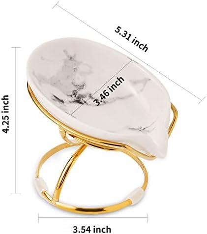 Dobbyby Leaf-Shaped Ceramic Soap Dish with Drain, Holder, Saver, Tray, Bar Soap Holder, Easy Cleaning, for Shower Bathroom Kitchen Sink Bathtub, Pro-Environment White - Image 4
