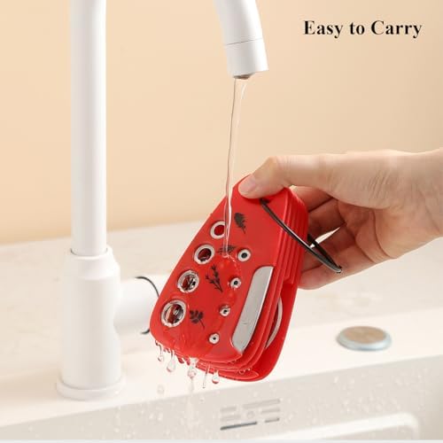 Kitchen Gadgets Set 6 Pieces, Space Saving Cooking Tools Kitchen Accessories-Garlic Grinder, Cheese Grater, Vegetable Peeler, Pizza Cutter, Herb Stripper, Bottle Opener, Gadgets Gift Set (Red) - Image 7