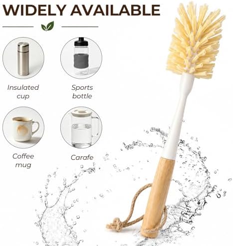 2 Pack 11.4 Inch Bamboo Bottle Brush with Odorless Nylon Bristle - Image 5