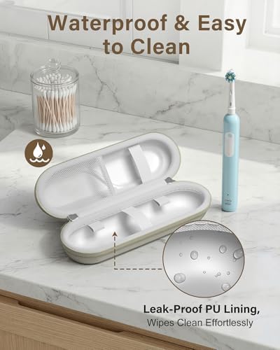 ProCase Toothbrush Travel Case for Oral-B/Oral-B Pro 1000 1500 5000 7000 7500 6000 9600/Philips Sonicare 4100 5100 1100 6100 5300 Oral-B iO Electric Toothbrush Portable Hard Container -Beige - Image 3