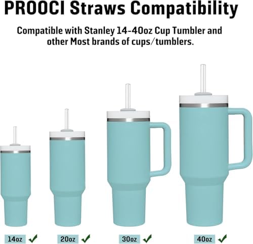 6-Pack 12" Replacement Straws for Stanley & Yeti 30oz-40oz Cup Tumbler, PROOCI Food Grade Tritan Plastic Reusable Straws with 2 Cleaning Brush, Clear Long Straw for Drinking Smoothie, Cocktails, Juice - Image 4