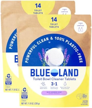 BLUELAND 100% Plastic Free Toilet Bowl Cleaner Tablets, 28ct, Wild Lavender by BLUELAND