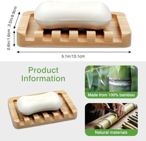 Self-Draining Bamboo Soap Dish – Natural One-Piece Soap Saver for Shower, Bathroom, Kitchen Sink, and Bathtub with Anti-Slip Design - Image 4