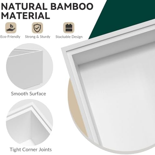 Lixple Bamboo Kitchen Drawer Organizer, 2 Pack, 9" x 6" x 2", White - Image 5