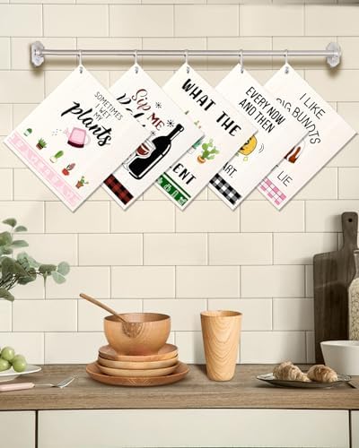 Miss Adola Swedish Dishcloths for Kitchen - 5 Pack Reusable Dish Cloths for Washing Dishes Absorbent Cute Funny Kitchen Towels Cleaning Sponge, Funny Kitchen - Image 5