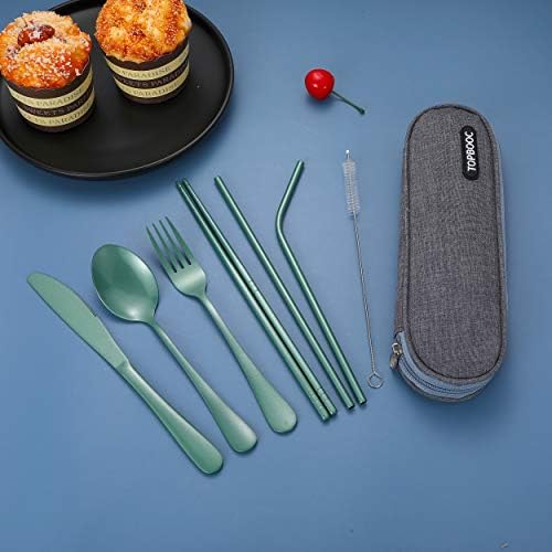 Portable Stainless Steel Flatware Set, Travel Camping Cutlery Set, Portable Utensil Travel Silverware Dinnerware Set with a Waterproof Case (Green) - Image 5