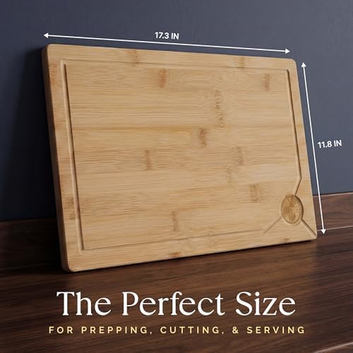 Deer & Oak Extra Large Bamboo Cutting Board 17.3 x 11.8 x 0.8 Inch - Image 5