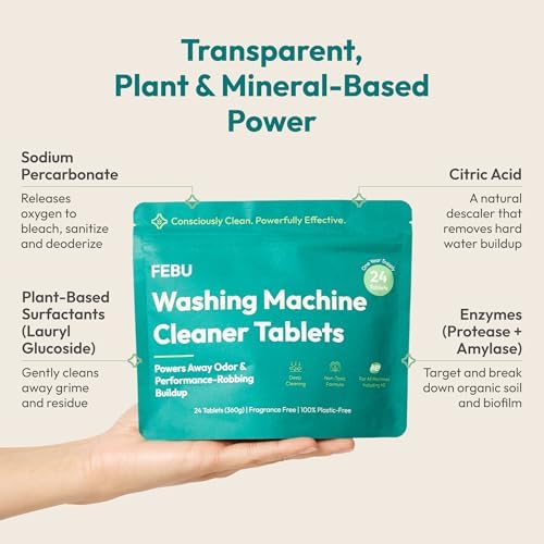 FEBU Washing Machine Cleaner Tablets, Made in USA, Deodorizer, 24 Tablets - Image 3