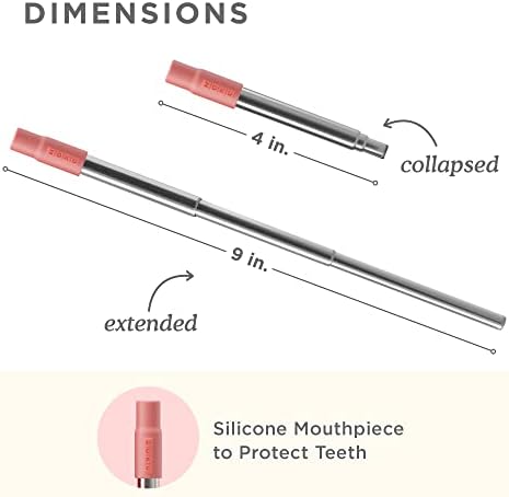 Zoku Reusable Metal Straw with Case, Collapsible Travel Straw - Red - Image 3
