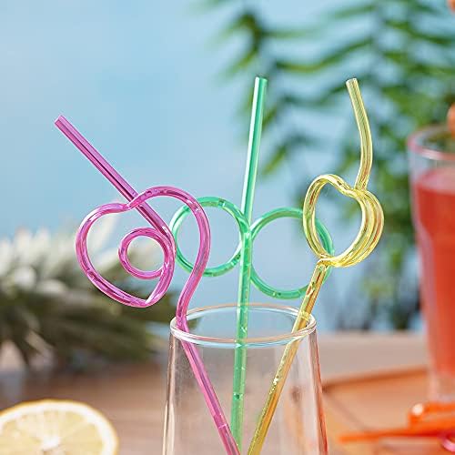 24 Pcs Silly Crazy Straws for Kids Reusable Plastic Loop Curly Crazy Drinking Straws for Classroom Activities Valentines Day Gift Christmas Birthday Wedding Party Supplies Decoration - Image 3