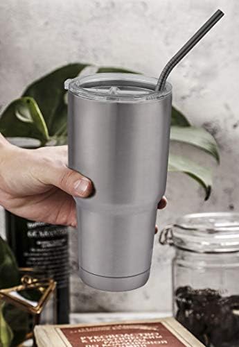 Hiware 12-Pack Black Stainless Steel Straws Reusable with Case - Metal Drinking Straws for 30oz and 20oz Tumblers Dishwasher Safe, 2 Cleaning Brushes Included - Image 4
