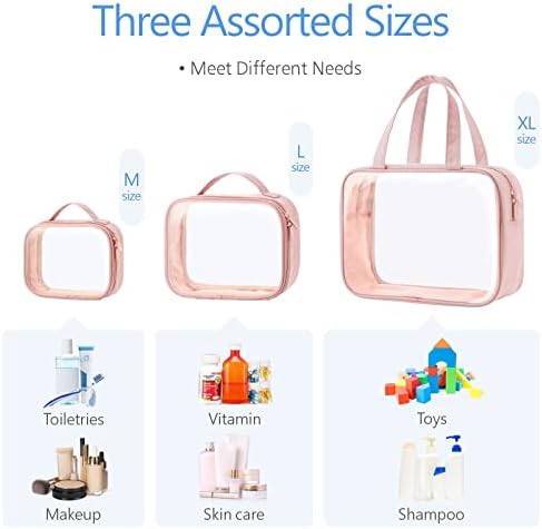 PACKISM Clear Makeup Bag Travel - TSA Approved Toiletry Bag, 3 Pack Pink - Image 6