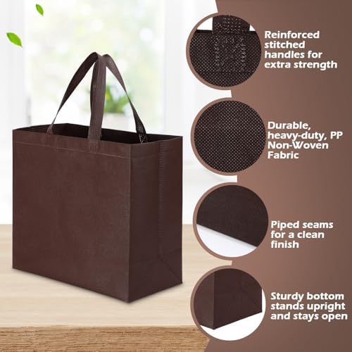 Reginary 100 PCS Non Woven Tote Bags Bulk,Brown - Image 4