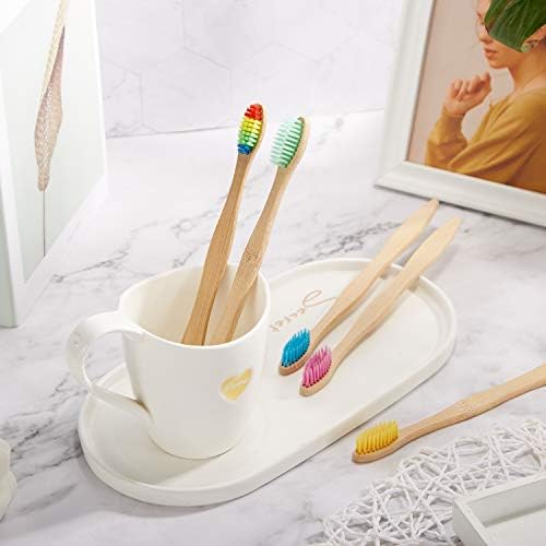 Boao 40 Pieces Bamboo Toothbrushes Charcoal Toothbrush Bamboo Toothbrushes with BPA-Free Nylon Bristles(Multi-Color) - Image 4