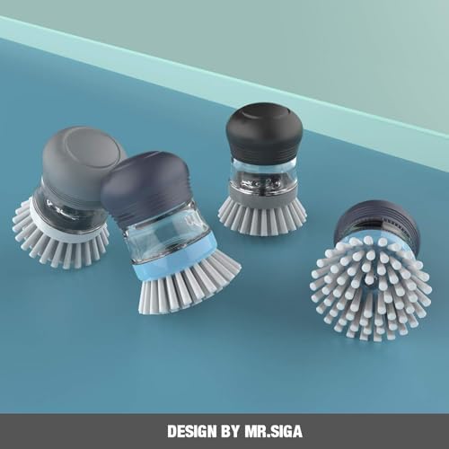 MR.SIGA Soap Dispensing Palm Brush, 2 Pack, Navy/Blue - Image 4