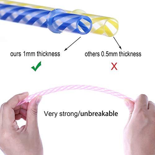 Dakoufish 12 Piece 7 Inch Reusable Plastic Thick Drinking Straws BPA Free Mason Jar Straws Transparent Small Stripe (7inch, Mix 12color) - Image 3