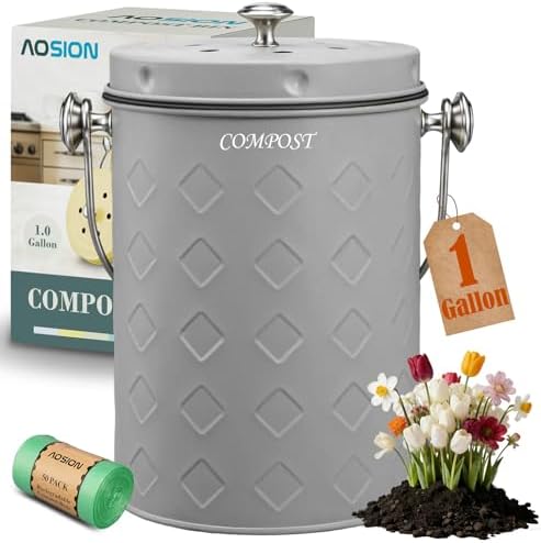 AOSION Countertop Compost Bin Kitchen,Odorless Indoor Compost Bin with Lid by AOSIONUSA