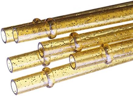 Dakoufish BPA-Free 12 Piece 11 Inch Reusable Clear Plastic Glitter Sparkle Drinking Straw Plus one Cleaning Brush (Gold,11inch) by Dakoufish