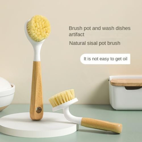 Natural Sisal Dish Brush, Wooden Handle Pan Scrubber for Kitchen - Image 5