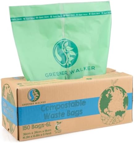 1.6 Gallon Compost Bags Small Compostable Trash Bags for Countertop Bin by GREENERWALKER