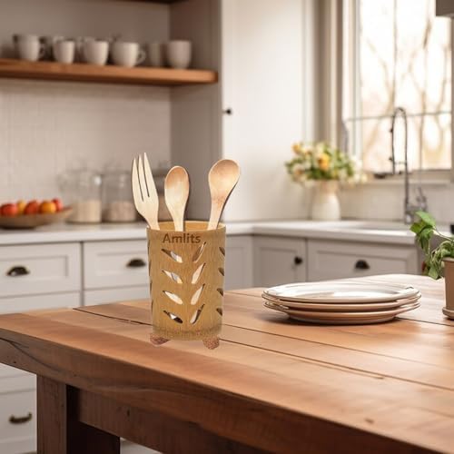 Bamboo Toothbrush Holder with Drainage – Quick Drying Single-Piece Design –Toothbrush Holders for Bathrooms – Wooden Toothbrush Holder Resilient in Humid Conditions - Glossy Leaves - Image 5
