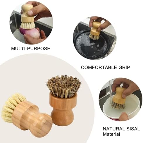 4 Piece Bamboo Dish Brush Set - Image 6