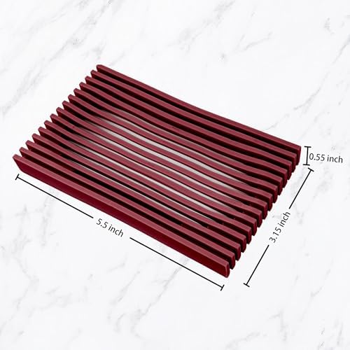 Aoheuo Modern Minimalist Soap Dish (1Pack),Drainage Silicone Soap Holder,5.5 Long by 3.15 Wide,0.55 inches high,Used for Kitchen,Bathroom,and Bar Sink(Red) - Image 6