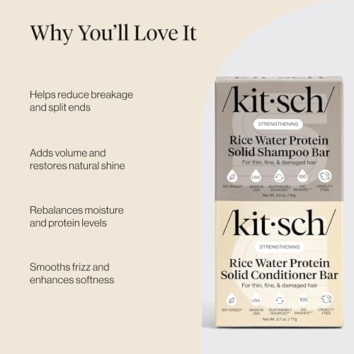 Kitsch Rice Water Solid Shampoo and Conditioner Set for Hair Growth – 2 pcs - Image 4