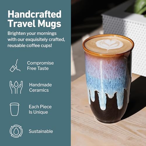 NOVA CERAMICS Coffee Tumbler – Travel Mug - On the Go Coffee Mug – Microwave & Dishwasher Safe Green Coffee Tumbler - Gifts For Women Men Him Her – 16oz – Monsoon - Image 2