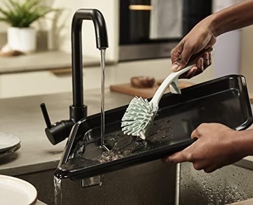 Joseph Joseph Edge Dish Brush with Integrated Sink Rest, Light Stone/Sage - Image 5