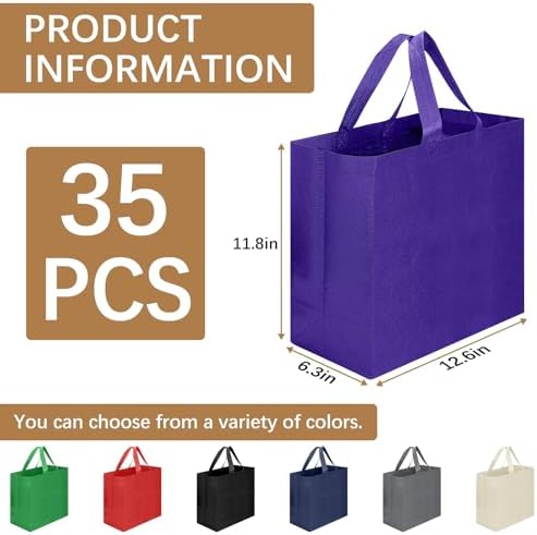 Reusable Grocery Bags 12.6 * 6.3 * 11.8 in - Non Woven Totes Bag with Reinforced Handles, Shopping Bags Bulk - Image 2