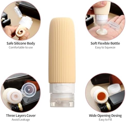 Mrsdry 16 Pack Travel Bottles for Toiletries, 6oz Silicone, Leak Proof, Reusable, Oval, Perfect for Travel, Vacation, Plane Trip, Camp - Image 4