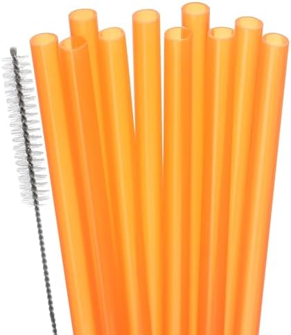 Dakoufish Replacement Straw for Stanley|Owala|Simple Modern 40oz 30oz Tumbler,10 Pack 12 Inch Orange Reusable Straws With Cleaning Brush for Stanley Cup Accessorie,BPA Free,Dishwasher Safe by Dakoufish
