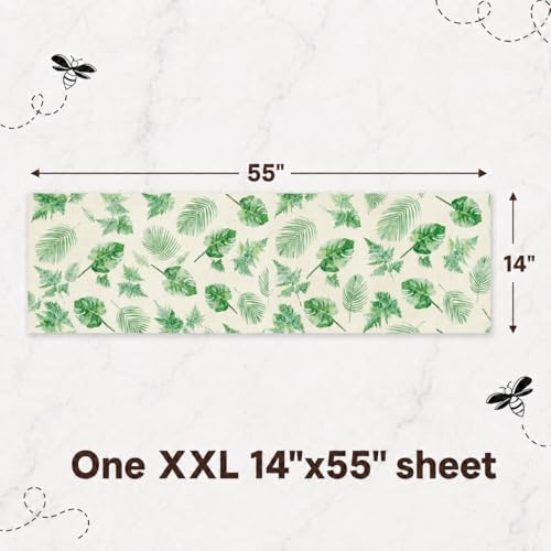 XXL Reusable Beeswax Wraps For Food - 14 x 55 in Roll | Cut to Size Bees Wax Wraps Reusable | Extra Large Beeswax Paper Sheet | Cute Bees Wax Roll for Food Wraps (Tropical Leaves) - Image 3