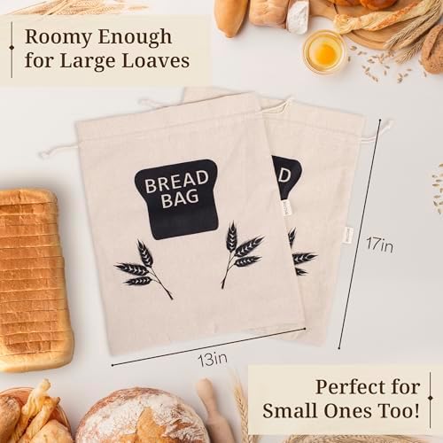 2 x Plastic Lined Bread Bags For Homemade Bread/Homemade Bread Storage Linen - XL 44cm x 35cm - Image 5