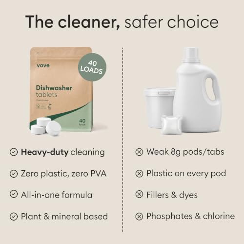 Vove Dishwasher Detergent Tablets, 40 Count, Plant-Based Fragrance-Free - Image 6