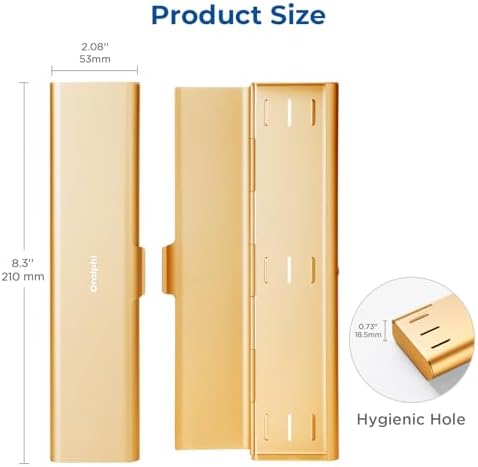 Wider Aluminum Toothbrush Travel Case, Portable Travel Toothbrush Holder, Durable Manual Toothbrush Box Container for Traveling, Bathroom, Camping, Business Trip, Gold - Image 4