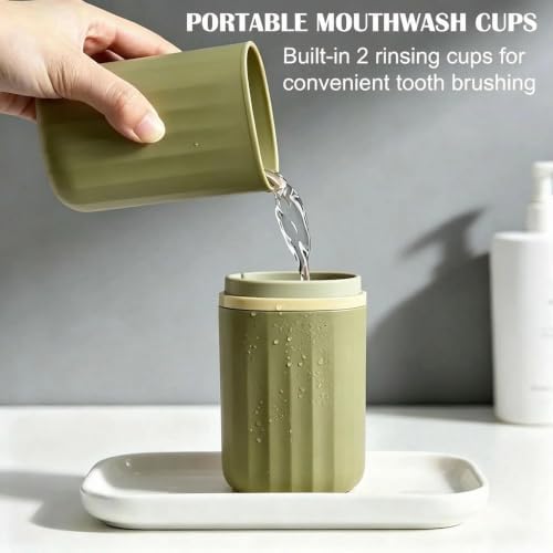 Portable Travel Toothbrush Holder: 2-in-1 Dustproof Toothbrush Travel Case with Rinse Cup, Travel Toothbrush & Toothpaste Containers for Camping, Hiking, School, Business Trip - Image 2