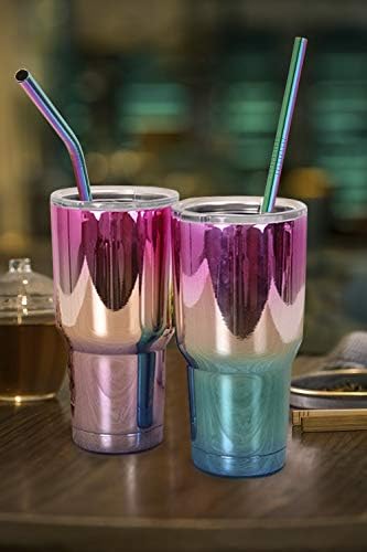 Hiware 12-Pack Rainbow Metal Straws Reusable with Case - Stainless Steel Drinking Straws for 30oz and 20oz Tumblers Dishwasher Safe, 2 Brushes Included - Image 4