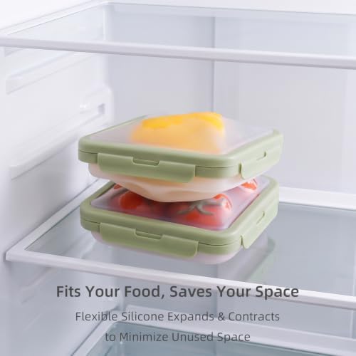 Reusable Silicone Food Storage Container with Lid Avocado Saver(6.5 cups/0.4 gal), Onion Keeper, Foldable Silicone Kitchen Organizers for Fridge - Image 4