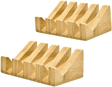 Bamboo Soap Dish Wooden Bar Soap Holder Saver for Shower,2 Pack by SUBEKYU