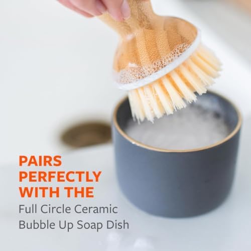 Bamboo Dish Scrub Brush for Kitchen, Natural Sisal Bristles, Cleaning Scrubber for Cast Iron Pan and Pot - Image 4