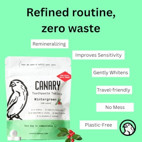 Canary Nano Hydroxyapatite Toothpaste Tablets Wintergreen - Remineralizing, Fluoride Free, All Natural Tabs with Xylitol - Great for Travel, Plastic Free - 240 Count - Image 5