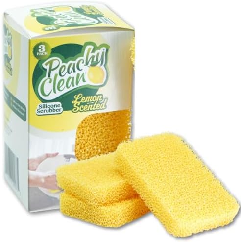 Peachy Clean Kitchen Dish Sponge & Scrubbers, Fresh Lemon Scent, Non-Scratch, Odor-Resistant, Durable Silicone Dish Sponges for Kitchen. by PeachyClean