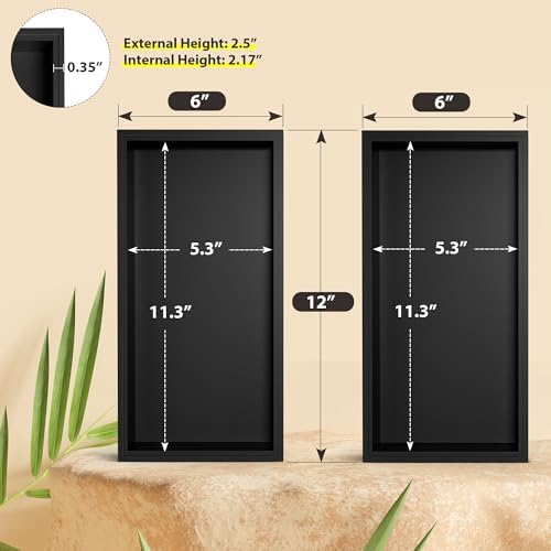 Bamboo Kitchen Drawer Organizer, 2-Pack, 12" x 6" x 2.5"，Black - Image 2