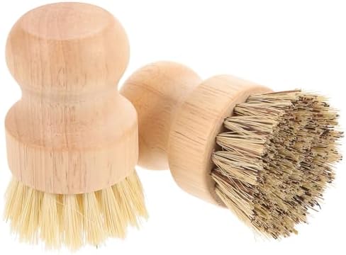 COLLBATH 2pcs Natural Fiber Kitchen Scrub Brush Set, Coconut and Fiber Pot Scrubber for Sink, Sturdy Natural Cleaning Brush for Dishes, Pans, and Household Use by COLLBATH