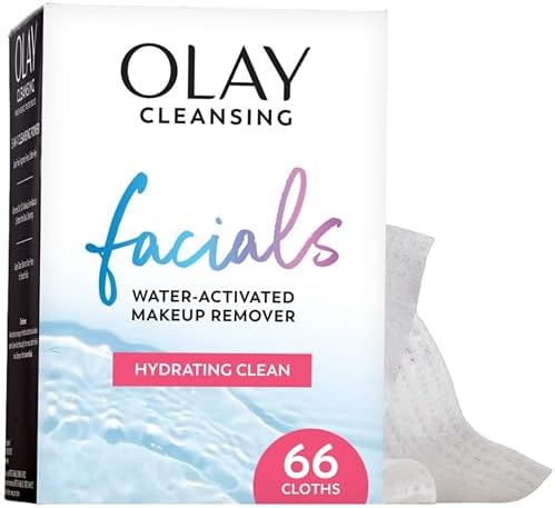 Olay Makeup Remover Wipes, Daily Facials Hydrating Face Cleanser for Normal to Dry Skin, Alcohol & Fragrance Free, Soft Face Wash Towels, Travel Essentials for Women, Convenient Dry Cloths, 66 ct by Olay